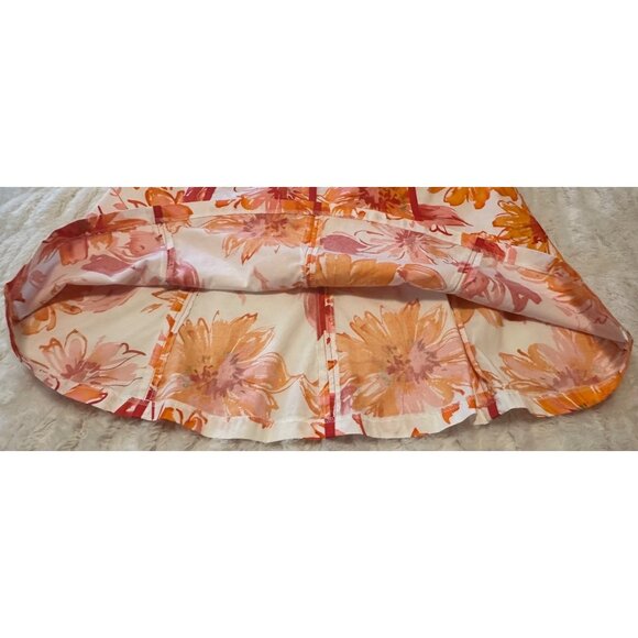 Apt. 9 Brand Orange Red Floral Flare Mid-Rise Skirt Knee Length Women's Size 12 - Picture 11 of 13